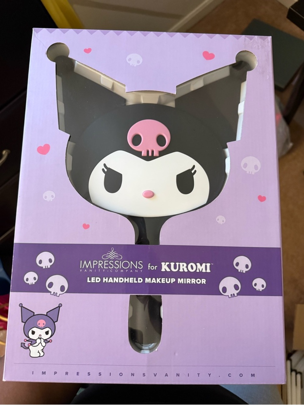Sanrio Kuromi Black White Pink LED Handheld Makeup Mirror